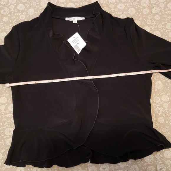 NEW cleo Black Ruffle-Sleeve Open Shrug, M - Picture 6 of 9